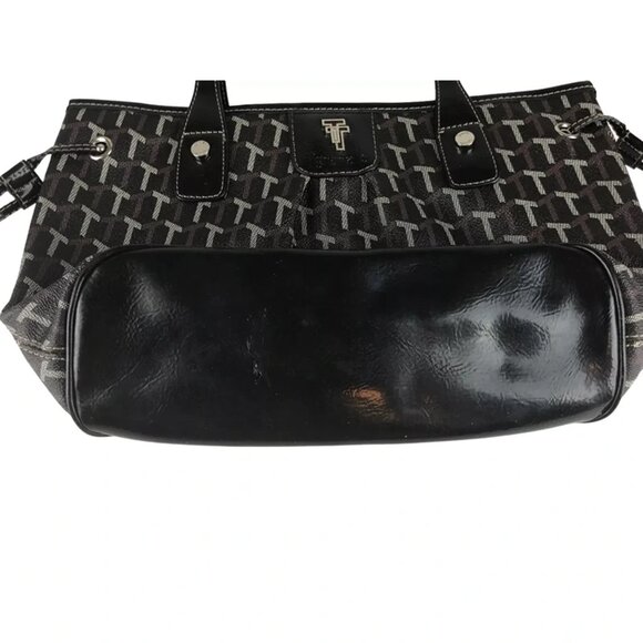 Tignanello Womens Black Gray‎ Key Holder Inner Pockets Tote Bag Size Medium - Picture 5 of 9